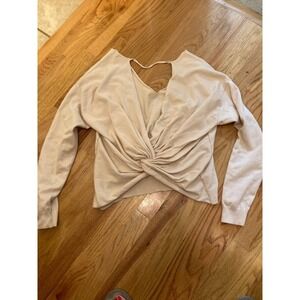 Magnolia South Knit Sweater Twist Front Long Sleeve Backless‎ Top